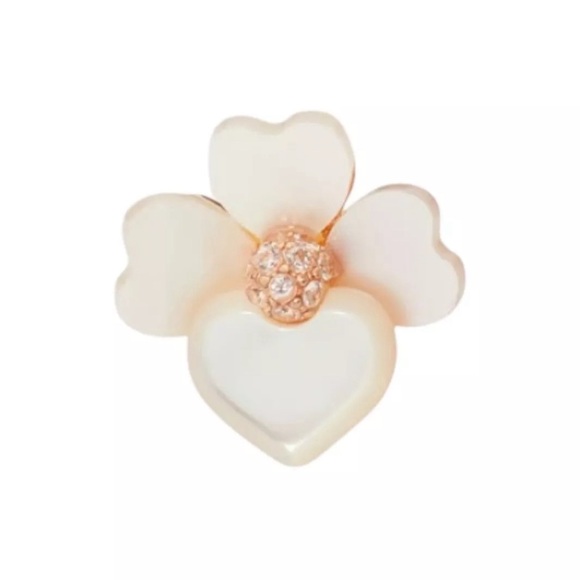 NWT Kate Spade Precious Pansy Pearl Flower Floral White & Gold Stud Earrings - Picture 3 of 10